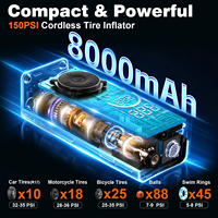 Pompa Udara Mobil Nirkabel ABS Kompresor Udara Portabel 8000mAh Layar Digital Penuh Monitor Tekanan Ban Multifungsi