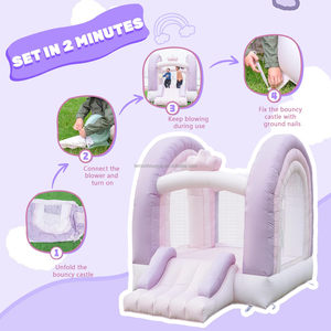 <span class=keywords><strong>Château</strong></span> gonflable extérieur rose arc-en-ciel avec toboggan, style minimaliste, pour enfants, mariage, fête, trampoline personnalisable - Product Image 3