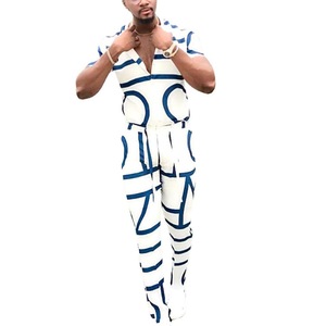 Ensemble deux pièces décontracté pour <span class=keywords><strong>homme</strong></span> : <span class=keywords><strong>chemise</strong></span> rayée imprimée et pantalon – Bestseller Europe et États-Unis – Vêtements transfrontaliers pour l'été - Product Image 5