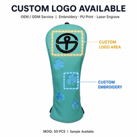 Housse de tête de club de golf en cuir PU, directement de l'usine OEM, imperméable, durable, avec bande élastique, logo imprimé, légère