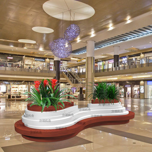 Custom <b>Wooden</b> <b>Bench</b> With Planter Mall Furniture Durable Design Creative Seating Display - Product Image 2