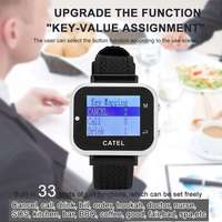Sistema de Llamada Inalámbrico Impermeable Catel para Restaurantes con Receptor de Pulsera 433.92MHz y Botones de Llamada Táctiles para Servicio