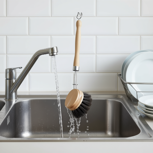 Cepillo para Platos de Madera con Crin de Caballo Pura de 4.2 cm para Limpieza de Cocina - Product Image 3