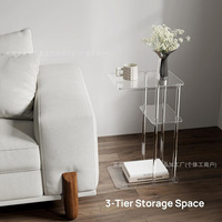 Table à thé 'C' à trois couches en acrylique transparent coloré pour une utilisation de meubles de maison dans le salon chambre chevet petite Table à collation
