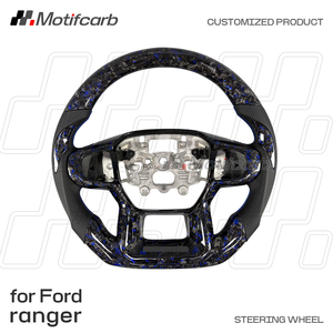 พวงมาลัยคาร์บอนไฟเบอร์ฟอร์จสีน้ำเงินแบบกำหนดเองสำหรับฟอร์ด เรนเจอร์ แร็พเตอร์ ปี 2023-2026 อุปกรณ์ตกแต่งภายในรถยนต์ - Product Image 2