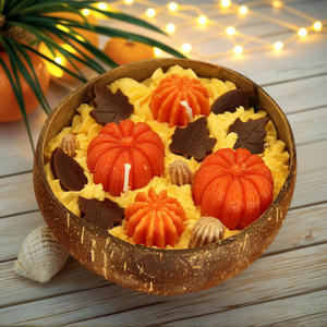 Velas Aromáticas LANJO con Forma de Calabaza y Naranja para Otoño, Acción de Gracias y Diwali, Hechas a Mano en Frascos de Vidrio para Decoración del Hogar - Product Image 4