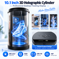 Écran holographique pour montres et bijoux, tube cylindrique 3D de 10,1 pouces pour la présentation de produits de luxe et les comptoirs de vente au détail