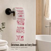 Papier toilette amusant imprimé Noël, 2 plis, 25m, avec blagues de crackers de Noël, en bambou