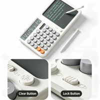 Calculadora 2 en 1 con tableta de escritura LCD, pantalla de 12 dígitos, bloc de escritura portátil borrable para estudiantes, oficina, escuela, papelería