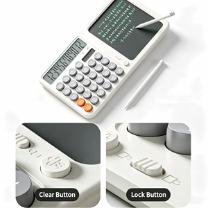 Calculatrice 2 en 1 avec tablette d'écriture LCD, affichage à 12 chiffres, bloc-notes effaçable portable pour étudiants, bureau, école, papeterie - Product Image 4