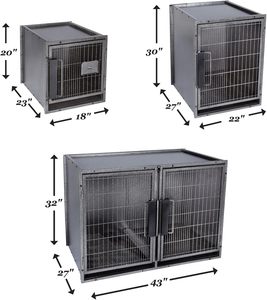 Professional Silver Stainless Steel Veterinary Equipment Modular Breathable Dog Cage with Solid Walls 1.5mm Thick <b>Plastic</b> <b>Tray</b> - Product Image 4
