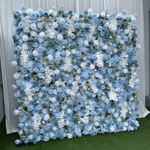 Mur de fleurs artificiel M-FW019, 8 pieds x 8 pieds, rouleau de mur de fleurs, toile de fond de mur de fleurs 5D rose pour la décoration de mariage - Product Image 5