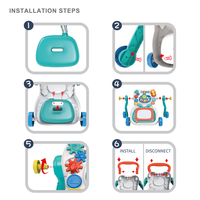 Marche-bébé à 4 roues avec jouet musical et tablette à dessin, voiture d'apprentissage multifonctionnelle, poussette à main, jouet pour bébé