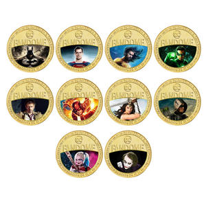 10 types de pièces commémoratives en métal plaqué or sur le thème des personnages de films américains, style Justice League, style anime, cadeaux de collection - Product Image 1