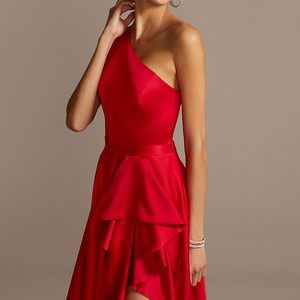 Weixin abiti da notte a cascata in raso asimmetrico monospalla da donna - Product Image 2