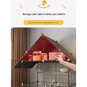 قفص طيور معدني منزلي على شكل فيلا، قفص تربية للببغاء والبادجي والكوكاتيل واليوروبين، قفص أفقي السلك للطيور الحب والغرزالي - Product Image 5