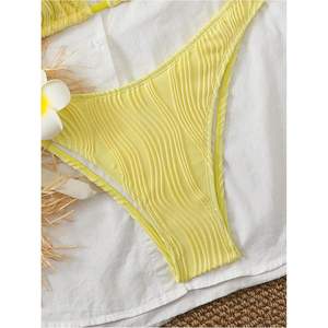 Conjunto de Bikini Acanalado Personalizado para Mujer, Traje de Baño Halter con Tanga, Elástico de Spandex y Nylon, Ropa de Playa y Crucero - Product Image 1