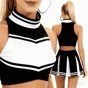 Traje de uniforme de porristas escolar personalizado <span class=keywords><strong>para</strong></span> <span class=keywords><strong>niñas</strong></span> con diseño lateral de moda - Product Image 5