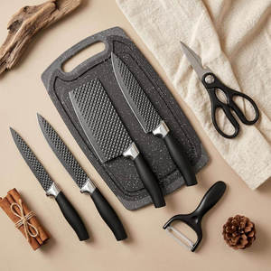 Kit de couverts de cuisine 7 pièces, ensemble de couteaux de chef en acier inoxydable avec ciseaux, éplucheur et planche à découper - Product Image 3