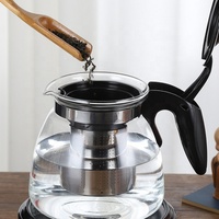 Théière en verre de 1500ml 52oz avec filtre amovible en acier inoxydable pour thé en fleurs à feuilles mobiles
