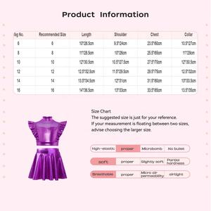 6-16 Kids Girls Jazz <b>Dance</b> Outfit Metallic <b>Crop</b> <b>Top</b> With Flared Skirt Set Performances Classes Stage Shows <b>Dance</b> Costume Lyrical - Product Image 6