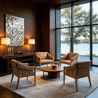 Fauteuil lounge moderne en bois de chêne massif rembourré pour hall d'hôtel et salon