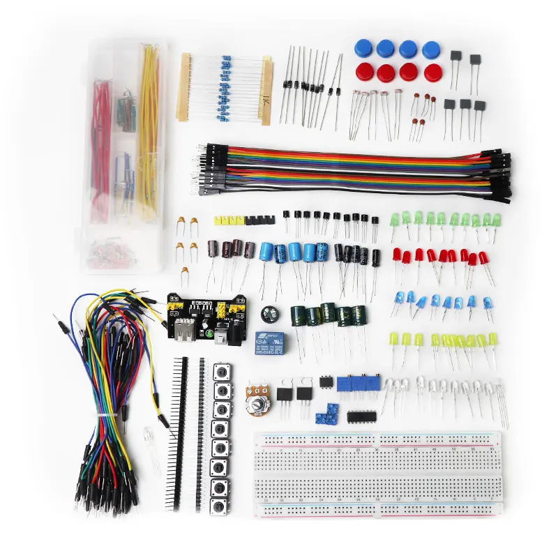 Kit électronique de démarrage de projet de bricolage avec 830 points d'attache kit iot ensemble de composants électroniques avec boîte