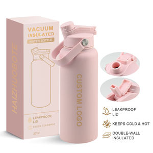 Botella de Agua de Acero Inoxidable de 24 oz y 32 oz con Logotipo Personalizado, Aislada al Vacío de Doble Pared, para Viajes y Deportes, Libre de BPA y con Pajita - Product Image 1