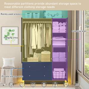 Armoire à lumière LED Placard avec miroir Armoire intelligente Armoire à tiroirs et étagères suspendues Placard - Product Image 4