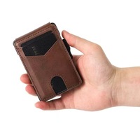 Portefeuille avec traceur GPS, portefeuille de luxe en alliage d'aluminium et cuir, peut contenir jusqu'à 10 cartes et des pièces de monnaie