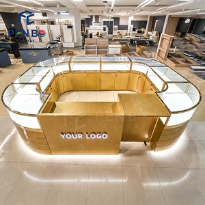 Nouvelle conception de <span class=keywords><strong>vitrine</strong></span> de bijouterie avec éclairage LED, comptoir de présentation de bijoux en or, <span class=keywords><strong>vitrine</strong></span> circulaire simple, design de kiosque de centre commercial, kiosque à bijoux - Product Image 2
