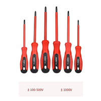 7 pièces jeu de tournevis isolé 100/500/1000V Oxford sac de rangement magnétique Phillips et pointe fendue ensembles d'outils de réparation d'électricien