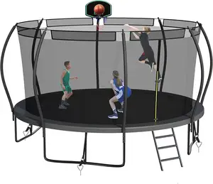 Trampolin keselamatan luar ruangan anak dewasa, dengan jaring pelindung kualitas tinggi trampolin portabel anak 6 8 10 12 kaki