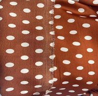 Tissu satiné imprimé à pois en charmeuse 100 % polyester recyclé, crêpe de soie recyclée, chiffon extensible