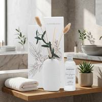Coffret Cadeau Diffuseur à Bâtonnets Parfumés Romantiques Fleurs Séchées Pot en Verre 50ml Sans Alcool Écologique Parfum Longue Durée