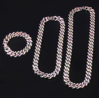 Collier chaîne cubaine glacée plaqué argent, style hip-hop, pour femmes et hommes, en or 18 carats, avec moissanite, modèle Madonna YL56, vente en gros