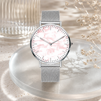 Montre-bracelet à quartz tendance pour femme, boîtier en alliage, bracelet en maille d'acier inoxydable, mouvement à quartz chinois, montre cadeau pour femme