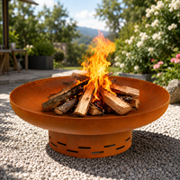 Brasero extérieur en acier Corten, durable, pour bois et charbon de bois, pour jardin