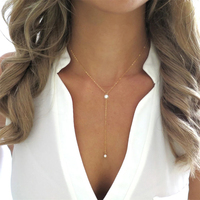 eManco 10PCS Collier en Y délicat en acier inoxydable avec perles et chaîne réglable pour femme, idéal pour le quotidien et les tenues