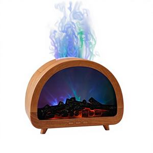 Difusor de Aroma con Diseño de Chimenea, Enchufable, Capacidad de 0.5L, Humidificador e Ionizador, para Escritorio y Hogar, con Luces de Colores - Product Image 1