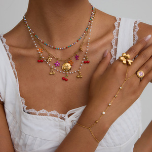 Collar con Colgante de Perla y Cereza de Acero Inoxidable, Joyería Casual de Moda - Product Image 4