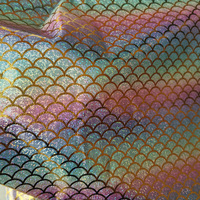Tissu en tulle 100 % polyester pour poupée sirène, imprimé dégradé, motif laser, échelle de points, écologique, pour filles