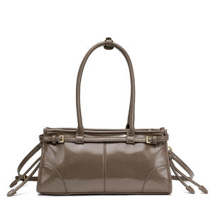 Bolso Bandolera Retro de Motocicleta para Mujer, Estilo Boston, en Cuero de Primera Capa con Acabado Encerado, Novedad 2025 - Product Image 2