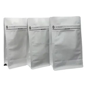 Laminate Matt White Coffee Packaging Foil Pouch Food Delivery Gravure Printing Coffee One Wag Degassing 500g 250g Packaging Bags