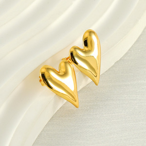Zogxin Heart Shape <b>Stud</b> Earrings 18K <b>Titanium</b> Steel Gold Color Fashion Jewelry Gift For Women - Product Image 3