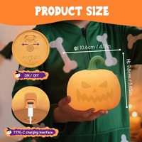 Lámpara de Noche de Silicona con Forma de Calabaza para Decoración de Halloween, Lámpara LED Táctil Regulable, Recargable, Libre de BPA, Venta al Por Mayor