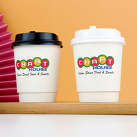 Gobelet en papier jetable pour café latte avec logo, isolation double paroi, épaissi, pour boissons chaudes, gobelets à thé au lait Boba avec couvercle et étui