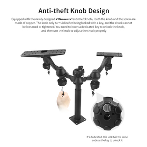 Soporte para Sonda de Pesca VINmounts, Telescópico, Ajustable 360°, Base Doble de 1520.7 Pulgadas (Una Placa Grande + Una Pequeña), Brazo Giratorio, Marino - Product Image 4