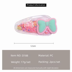 Neue kinderfarbe Treibsand transparente Haarschnalle niedlicher Cartoon-Haarclip 2 Paare süßes Farbe für Kinder - Product Image 5