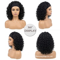 Perruque bandeau afro bouclée petite taille style européen-américain pour femme, fabriquée à la machine, 130g, sans colle, sans adhésif, légère